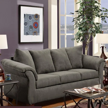 Three-Seat Stationary Sofa with Flared Arms